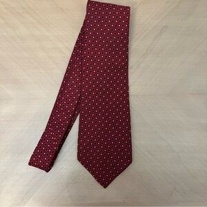Christian Dior Vintage Polyester 4” Wide Dotted Red Gold and Black Tie